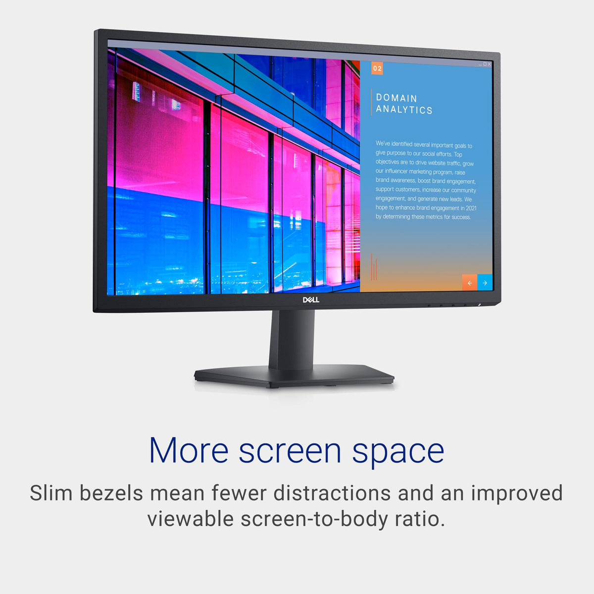 Dell SE2422HX side tilt demonstrates adjustable ergonomic viewing for desk setups.