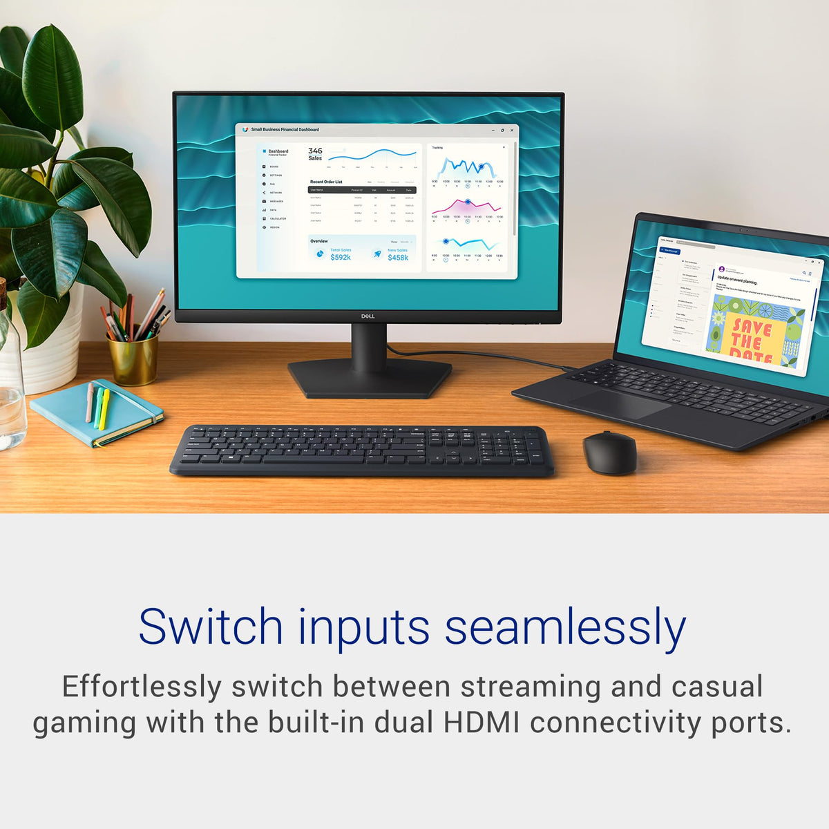 Dell SE2426H ultra-thin bezels designed for distraction-free multitasking.