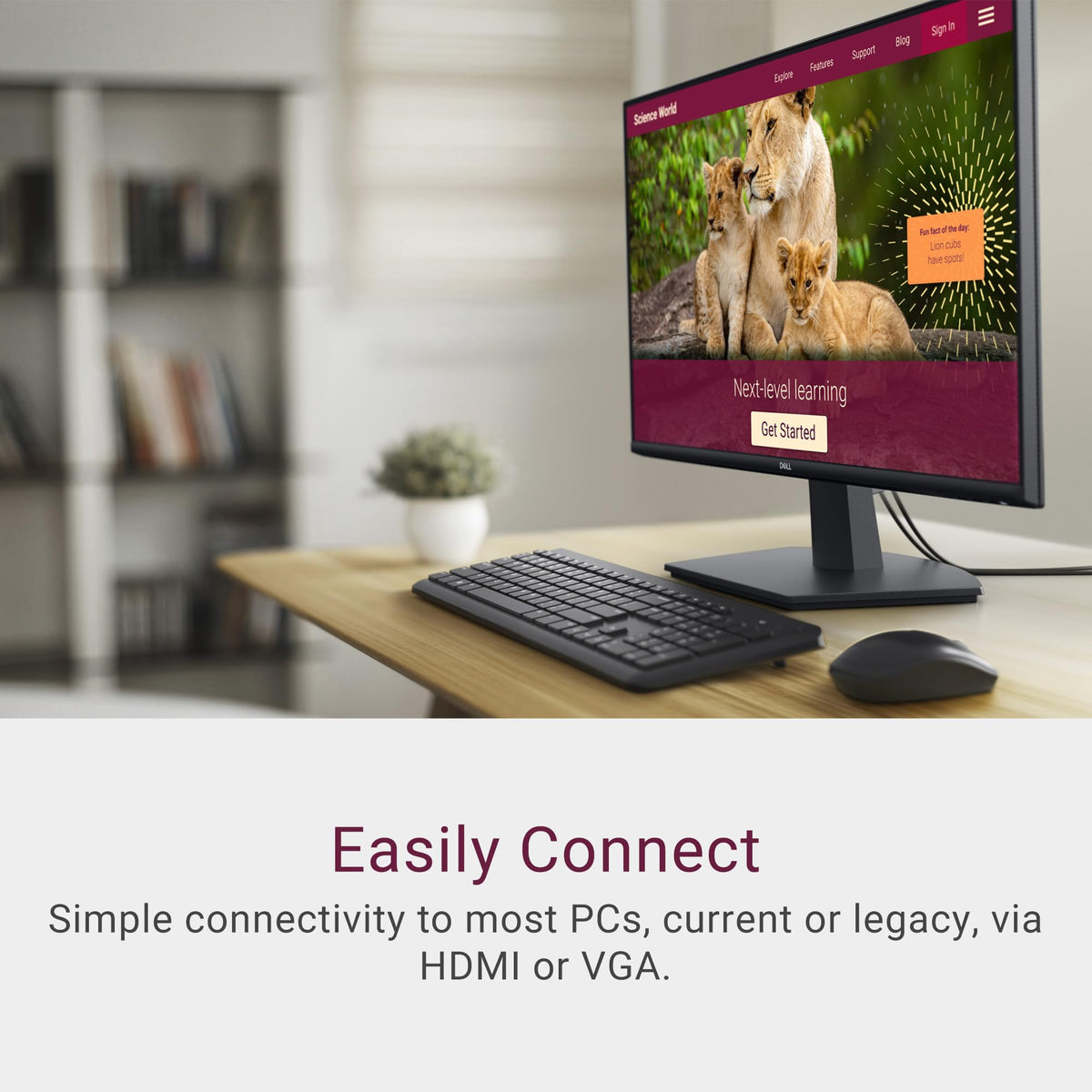 Dell SE2725HM tilt-adjustable stand for comfortable viewing angle