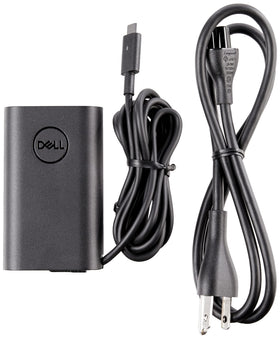 Dell charger front view showing slim design and compact portability