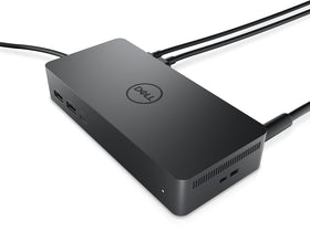 Dell UD22 desk setup in a professional environment emphasizing efficient docking