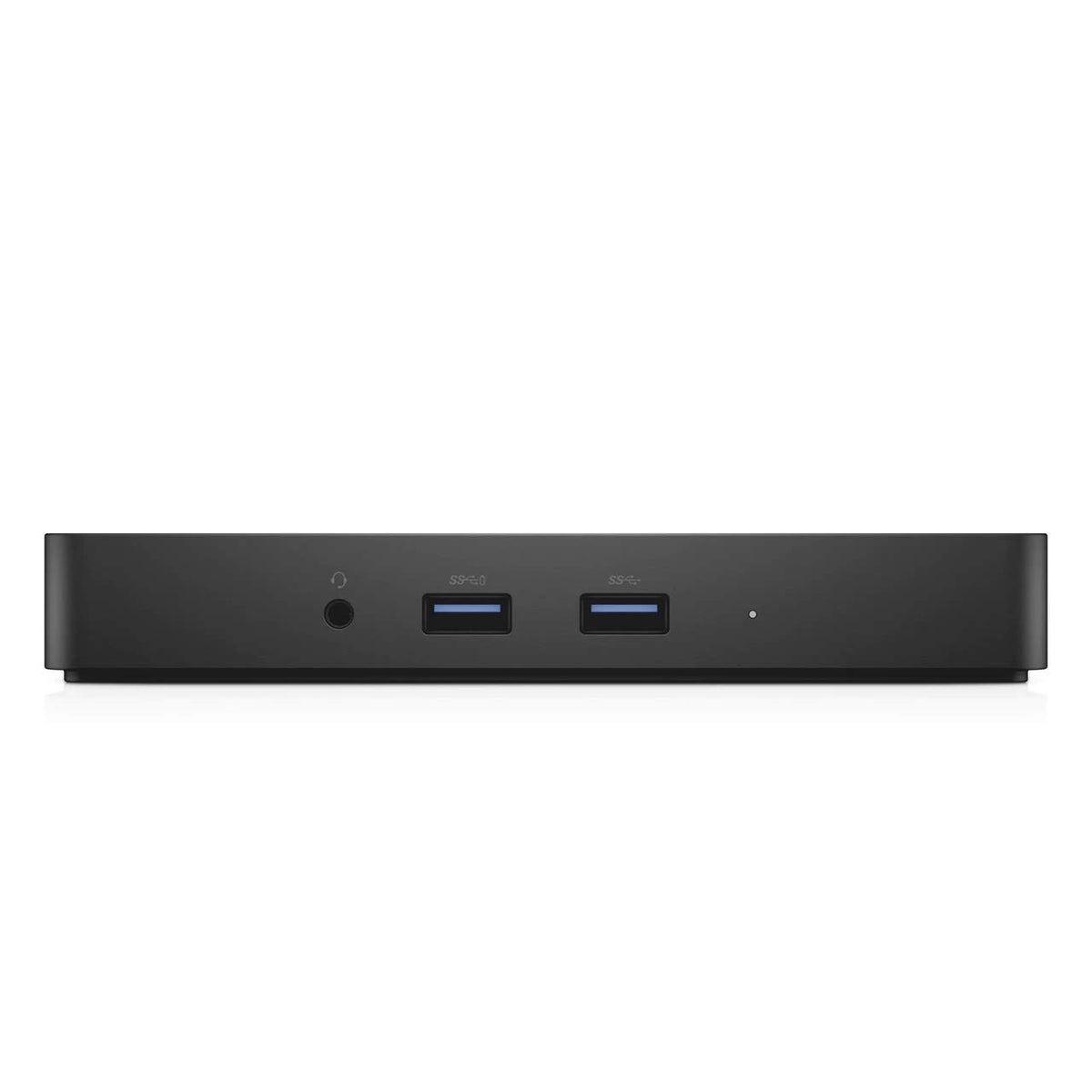 Dell WD15 monitor dock in-use demonstrating one-cable setup reduces desk clutter.