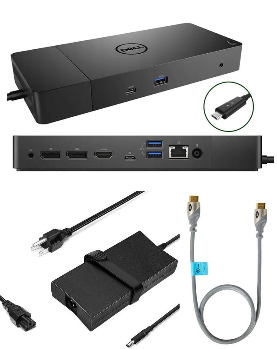 Dell WD19S dock front view with full ports for easy connectivity.