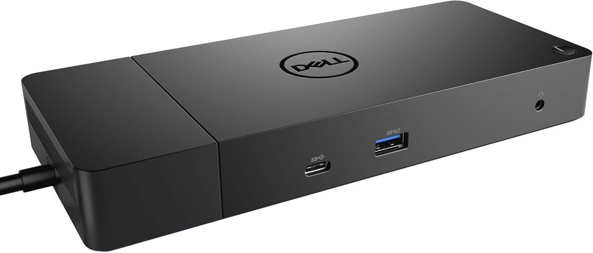 Dell WD19S dock monitor setup demonstrates clean cable management and desk organization.