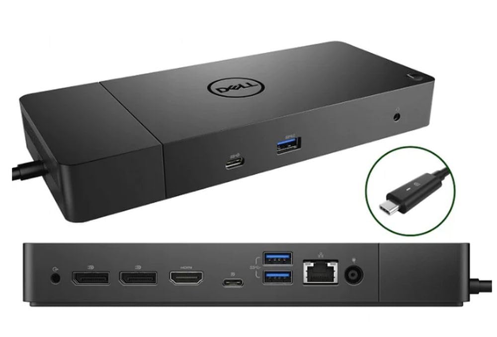 Dell WD19S dock side ports emphasize USB-C and USB-A access for peripherals.