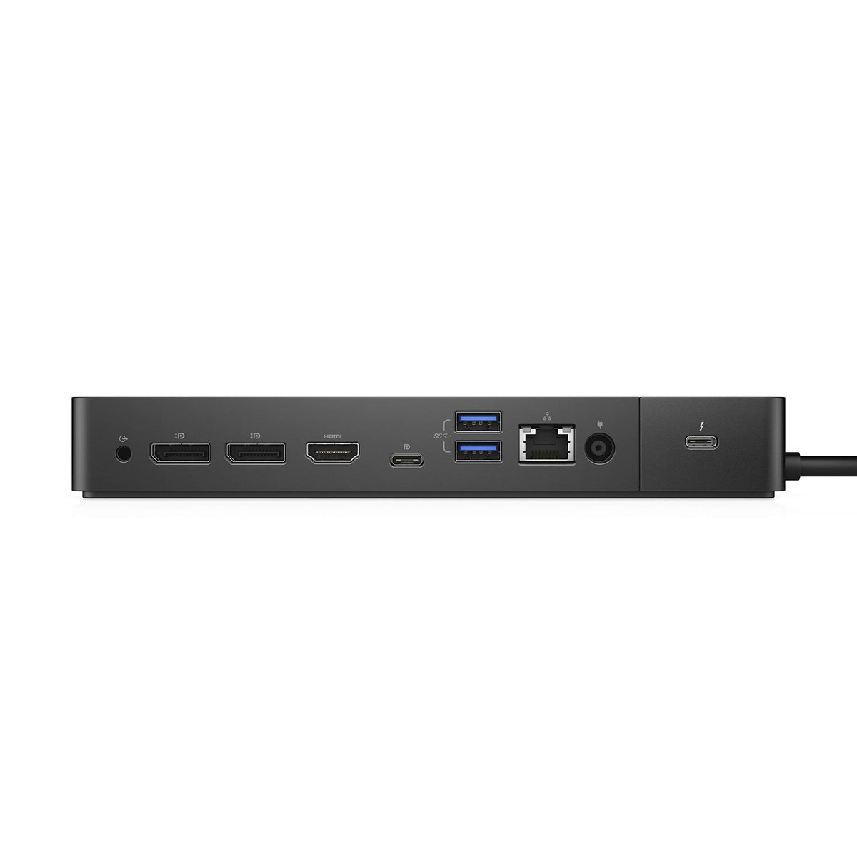Dell WD19TB dock dual display ports for easy multi-monitor setups.