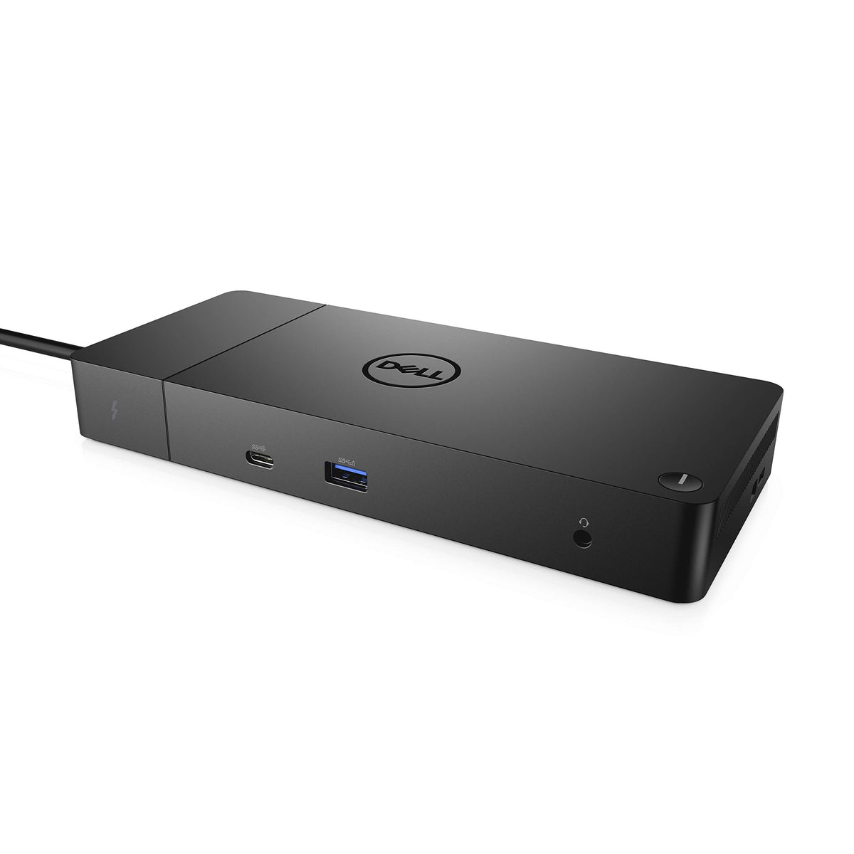 Dell WD19TB dock ports panel highlighting USB-C, USB-A, and audio access.