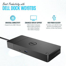 Dell WD19TBS dock with cables included for instant use