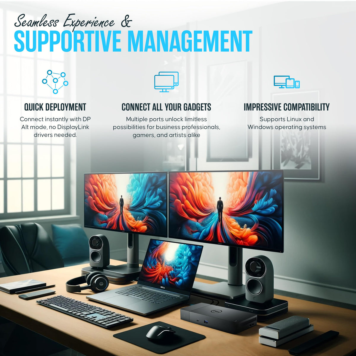 Dell WD19TBS dock compatible with many laptops for versatility