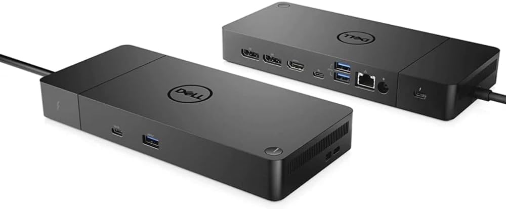 Dell WD19TBS Thunderbolt Dock front view highlighting versatile ports for easy multi-device work