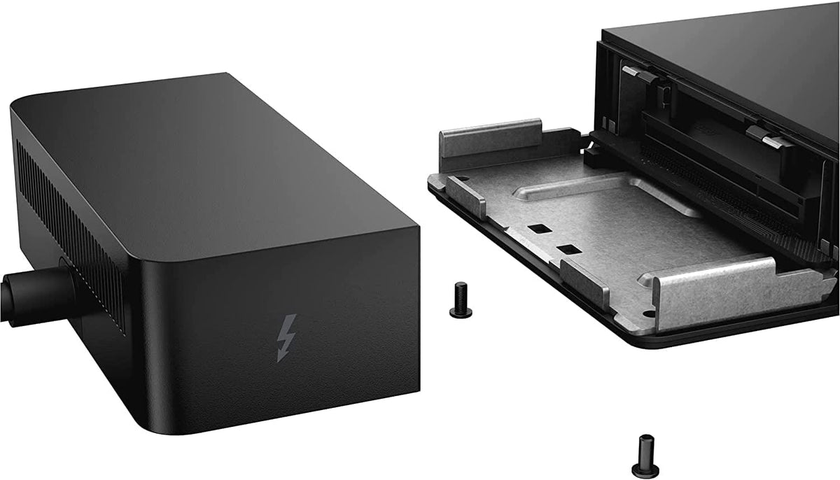 Dell WD22TB4 desk setup shows a tidy, single-cable docking solution.