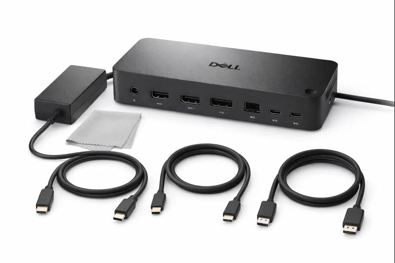 Dell WD25 100W power adapter providing reliable laptop charging while docked