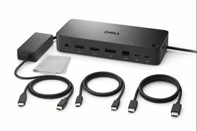 Dell WD25 100W power adapter providing reliable laptop charging while docked