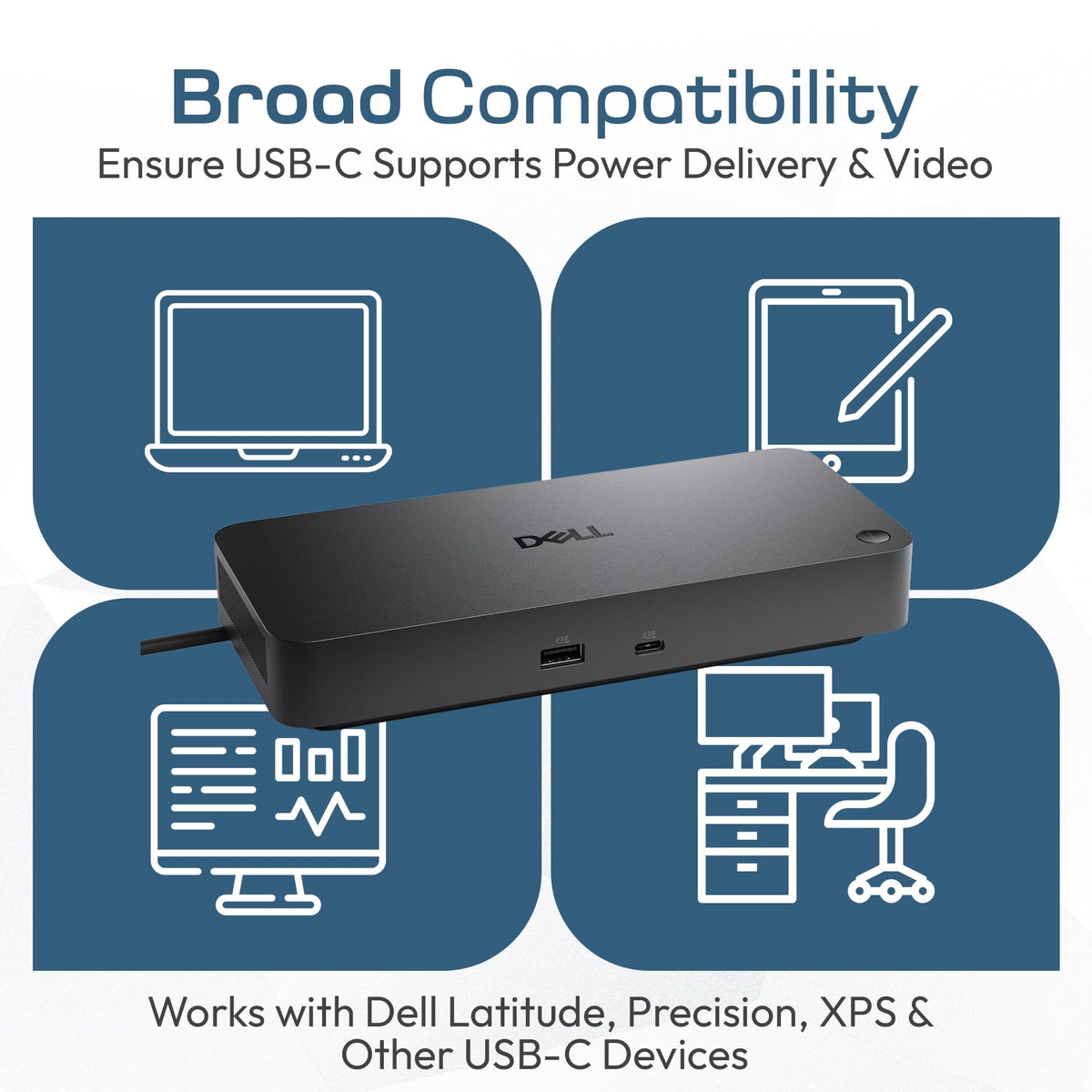 Dell WD25 Dock with 2.5GbE Ethernet and Kensington slot for security