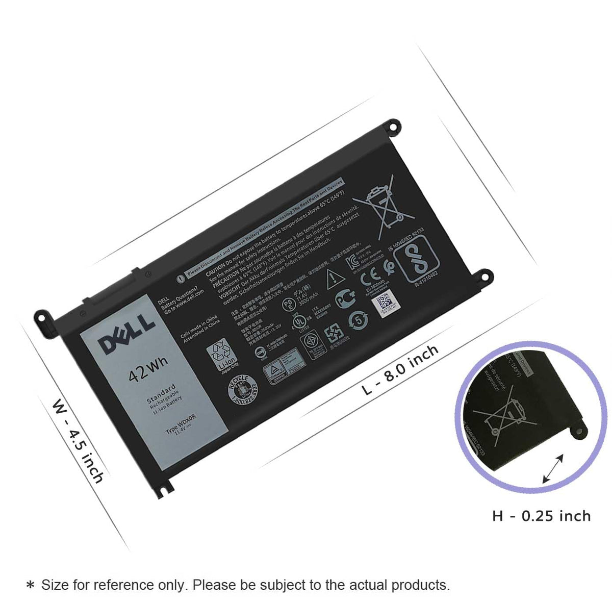DELL WDX0R internal cell layout detail demonstrating Grade A cell quality