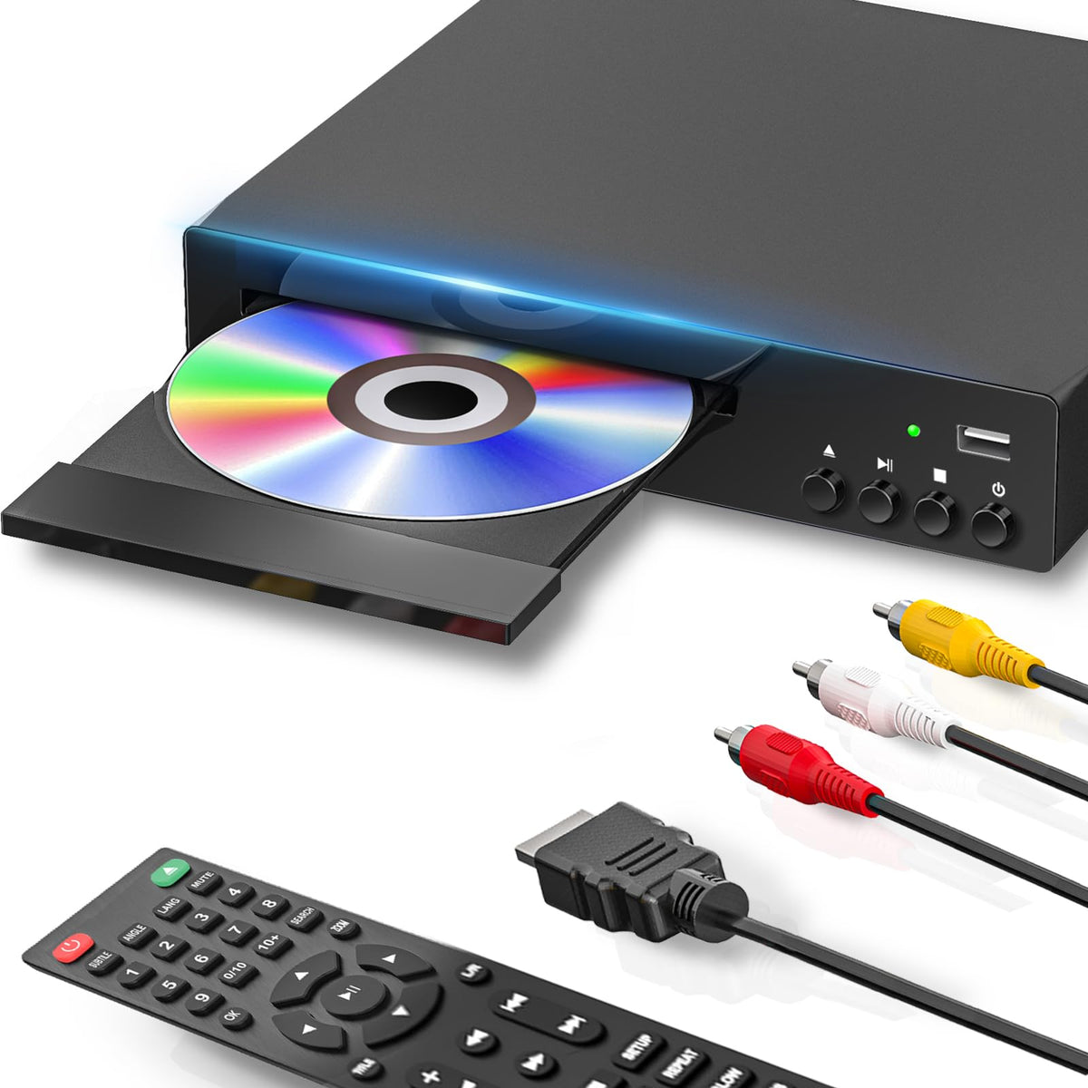 delleson front panel showing compact DVD player and easy-to-use controls for convenient playback