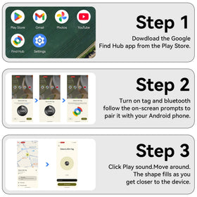 Delumu tracker shown in Google Find Hub app locating an item