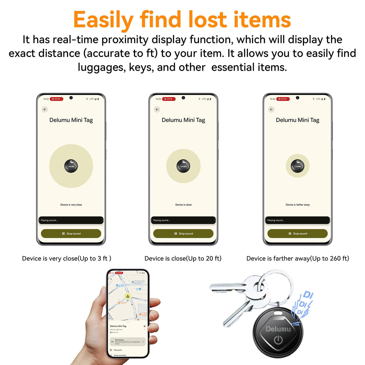 Delumu tracker tucked inside wallet showing compact scale