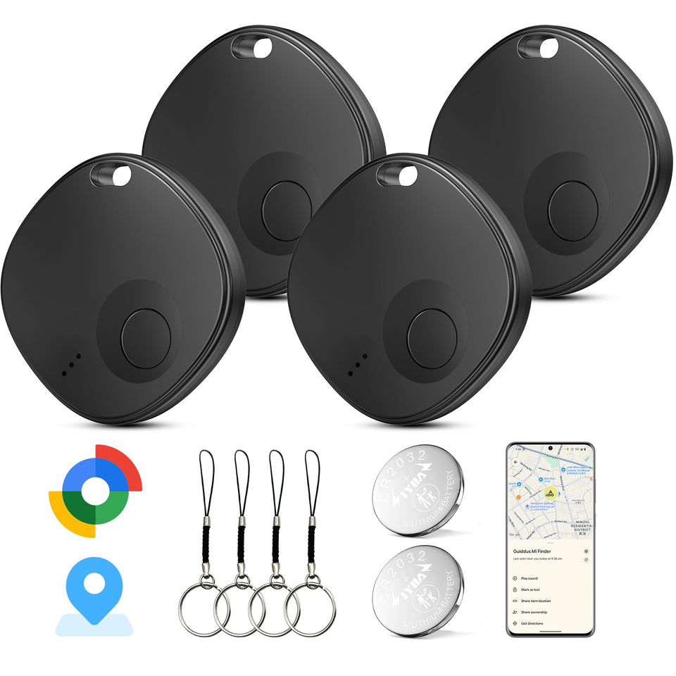 Delumu Android Tracker Tags 4-pack ready for quick setup and reliable item tracking.