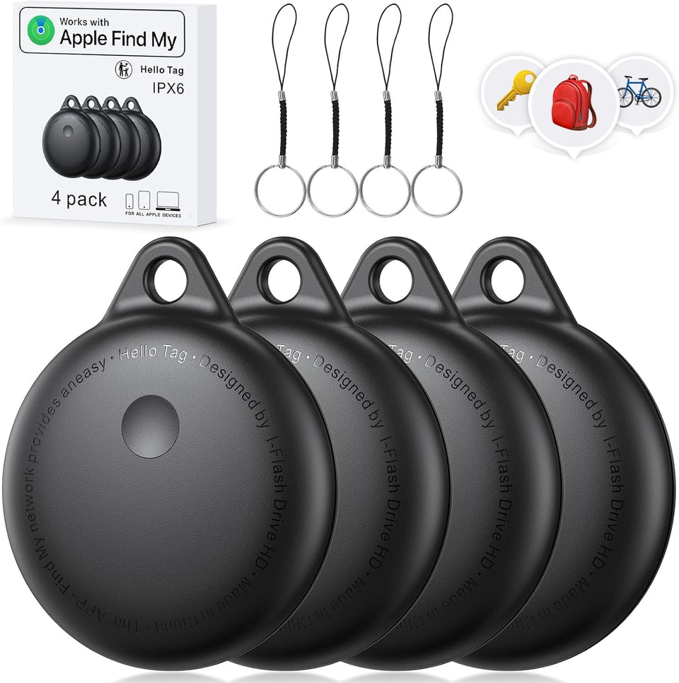 Delumu Smart Tags 4 Pack on keyring with Find My compatibility for quick key finding