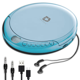 Deluxe Products portable CD player front view with anti-skip protection for on-the-go playback.