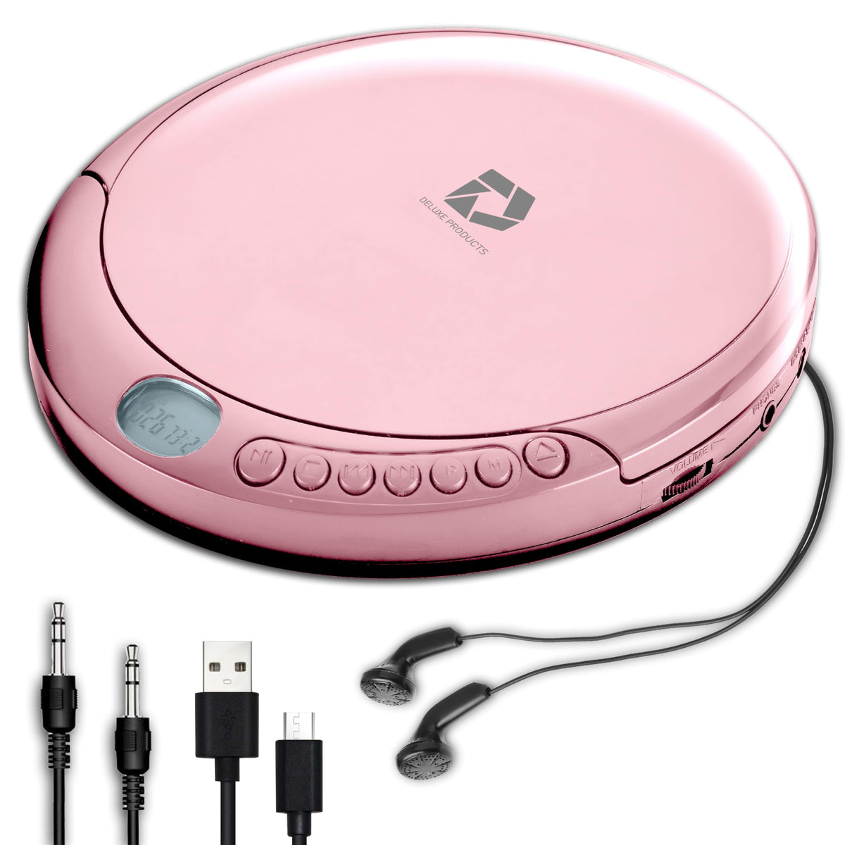 Deluxe Products front view pink player showing compact design and portability benefit