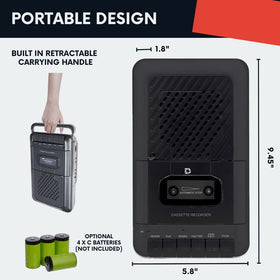 Deluxe Products CASR101 in use recording an interview, convenient for field and home use