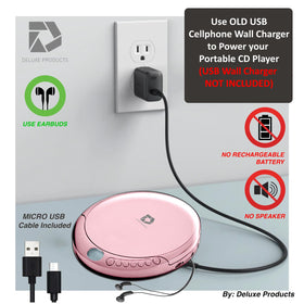 Deluxe Products micro-USB cable plugged in showing reliable USB power option benefit