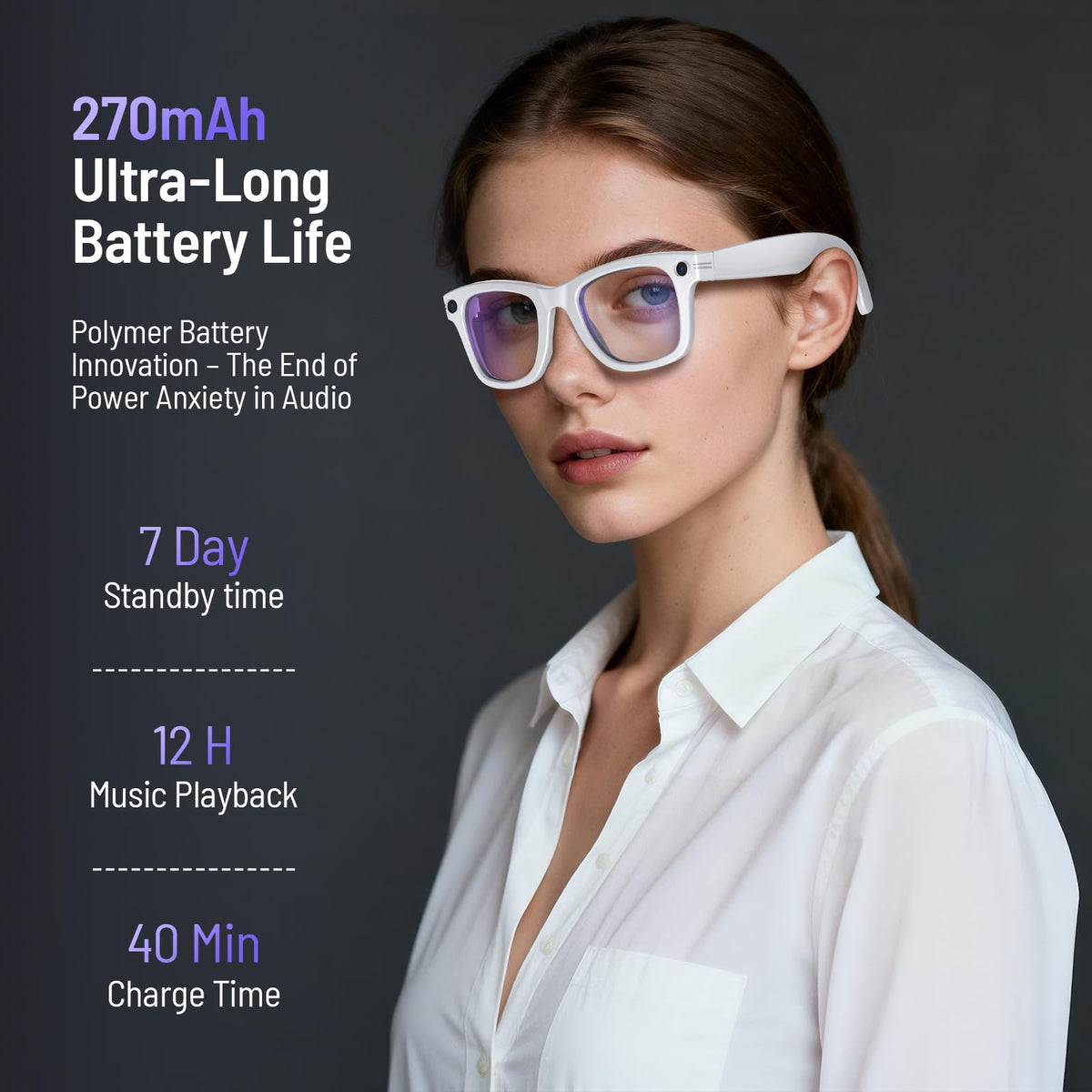 Demabon lightweight 42g frame designed for comfortable extended wear.