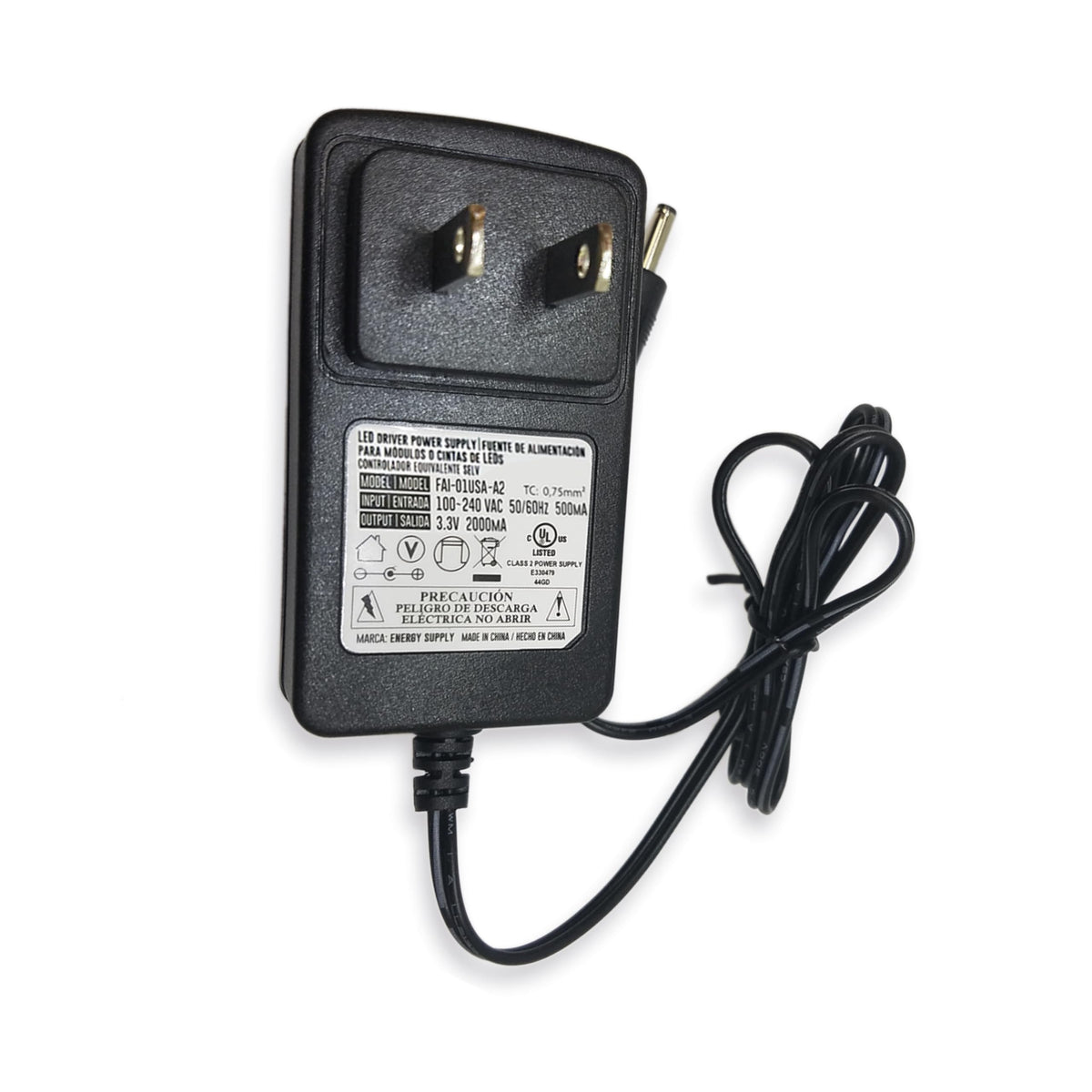DEMASLED 3.3V power supply front view, compact for LED strips