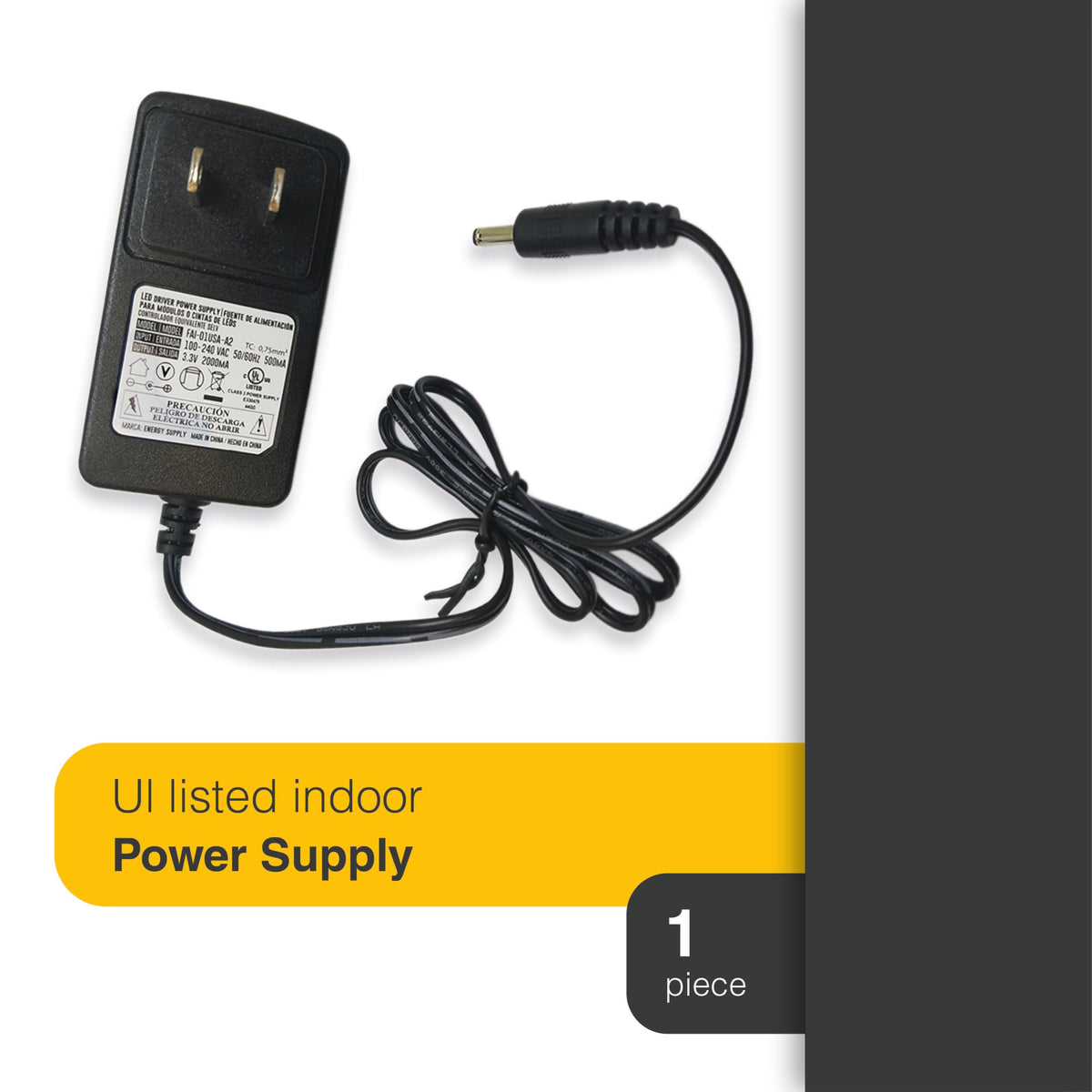 DEMASLED 3.3V power supply side view showing compact design