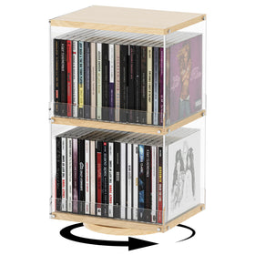 DEMEGA two-tier CD spinner front view showcases stylish storage for media collections.