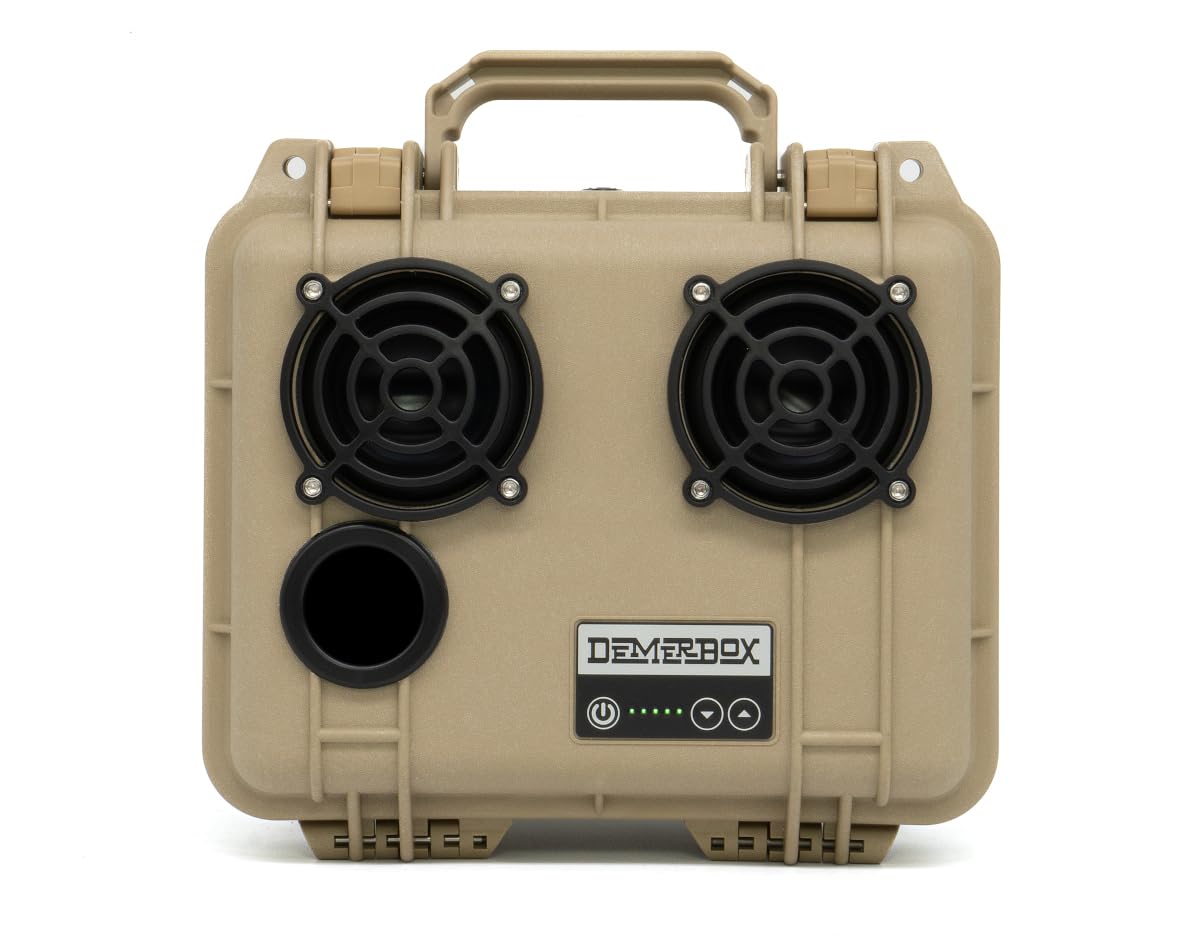 DemerBox DB2 waterproof speaker in use outdoors with loud sound and dry storage