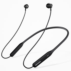 DEMICEA neckband headphones powering on for quick pairing and use in meetings.