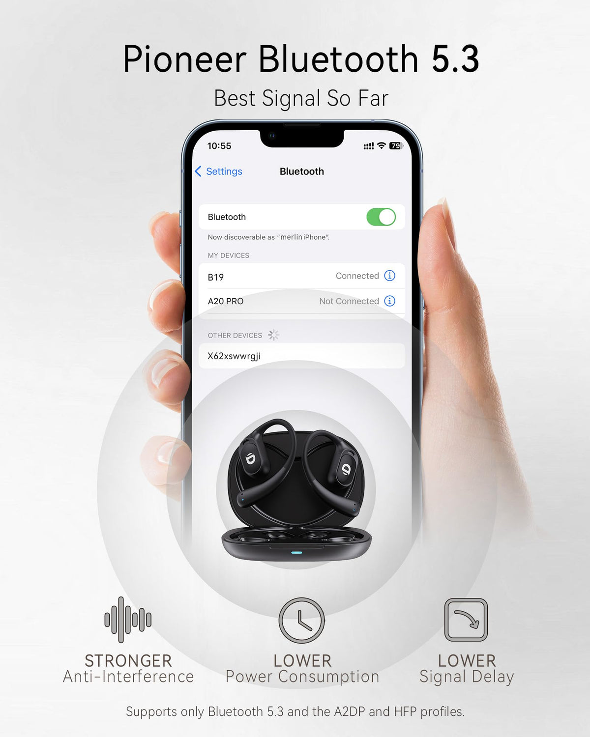 DEMICEA Open Ear Buds 30 hours with the charging case