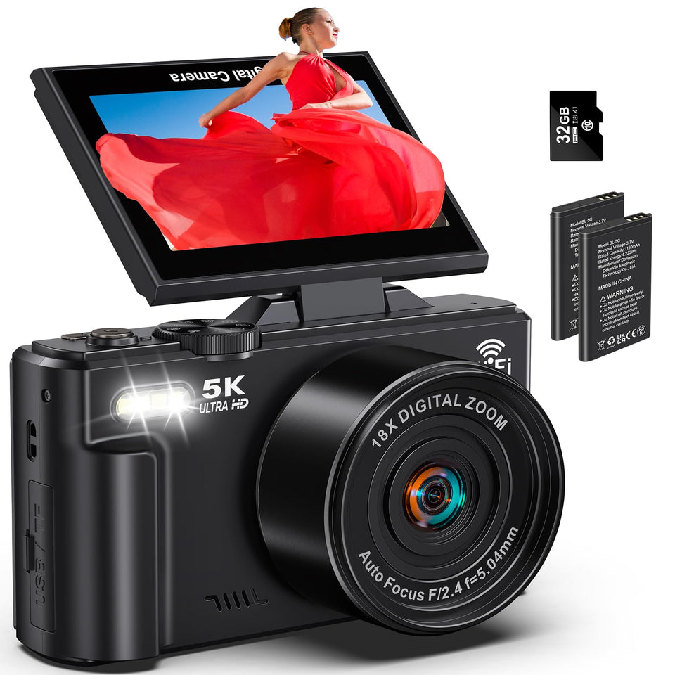 Demofit 5k camera with 75mp sensor for sharp portraits and vivid landscapes.
