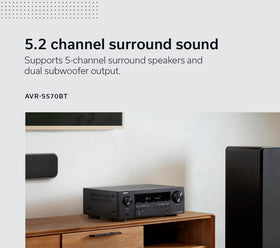 Denon AVR-S570BT 8K HDMI ports enabling high-quality video connections.