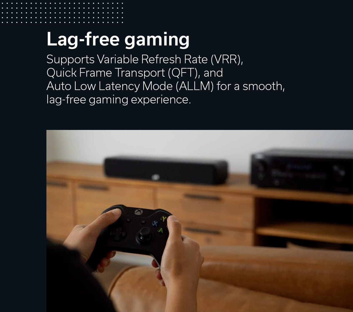 Denon AVR-S570BT gaming mode with VRR for smoother play.