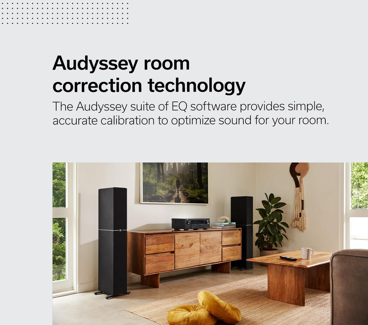 Denon AVR-S770H in a living room setup delivering crisp surround sound.