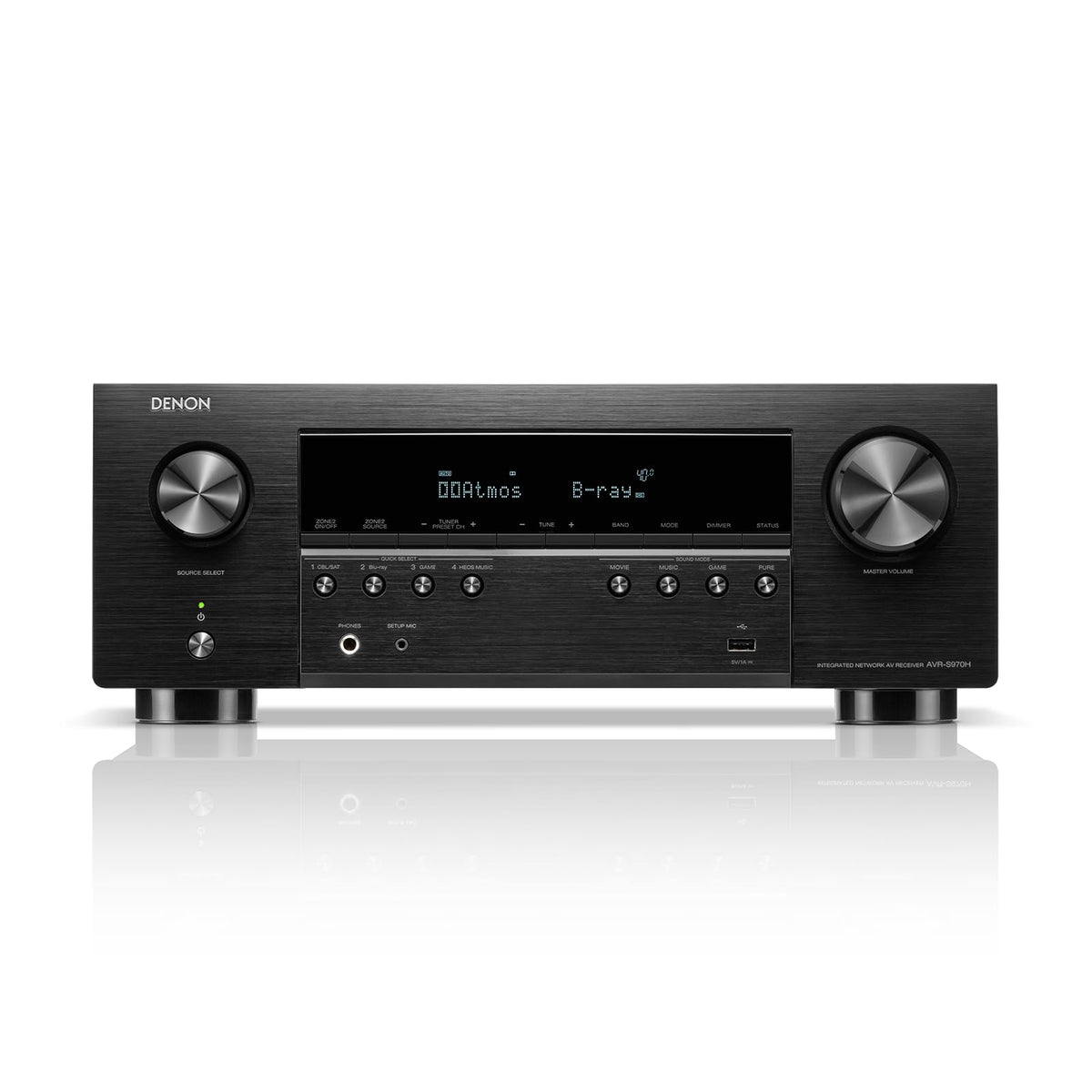 Denon AVR-S970H front view shows premium home theater design