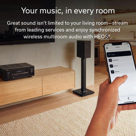 HEOS multi-room streaming with Denon AVR-S980H across rooms