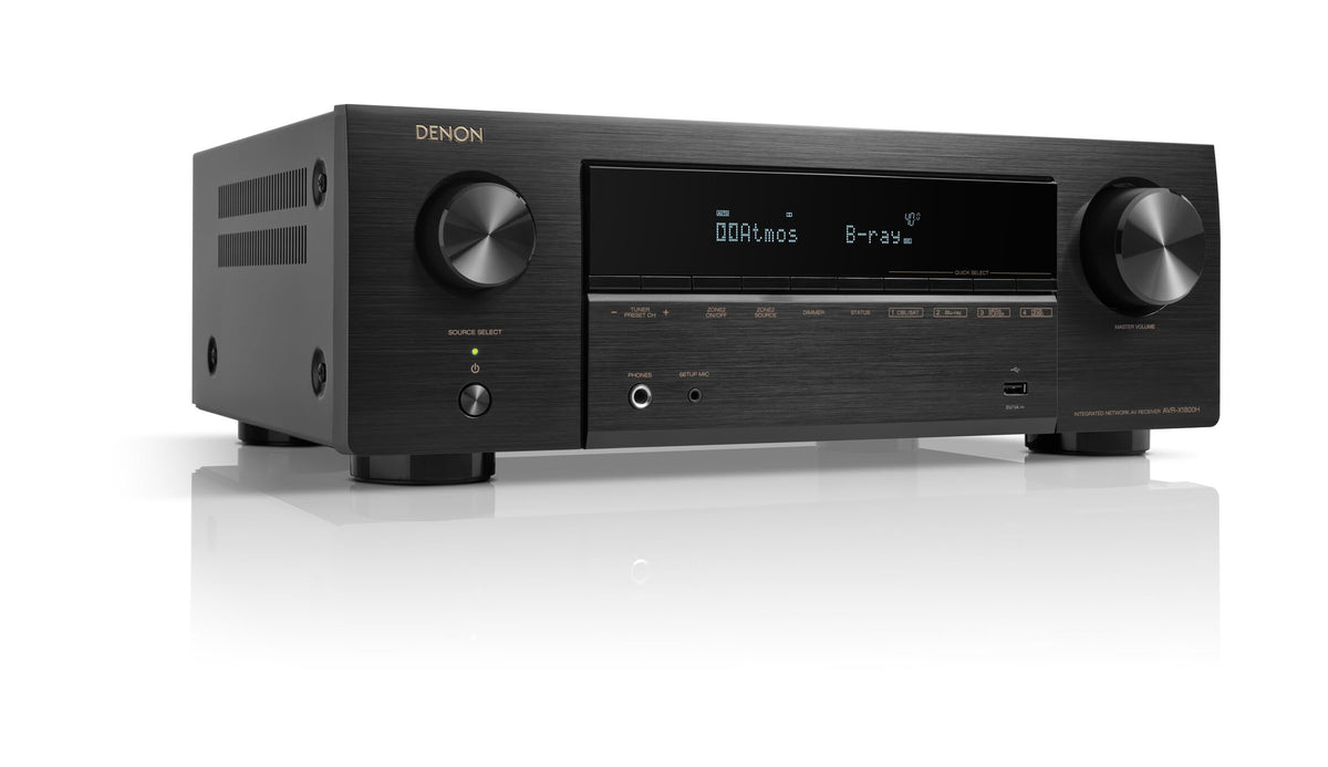 Denon AVR-X1800H 7.2-channel living room setup delivering immersive sound.