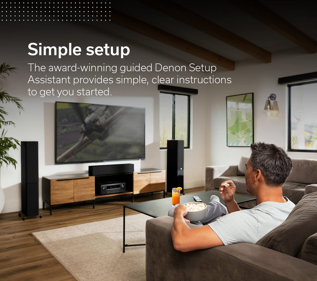 Denon AVR-X2800H with Dolby Atmos and DTS:X enhances ceiling effects