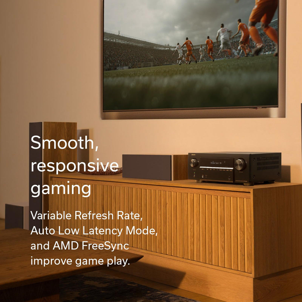 Denon AVR-X2900H displaying 8K/60 video upscaling and color