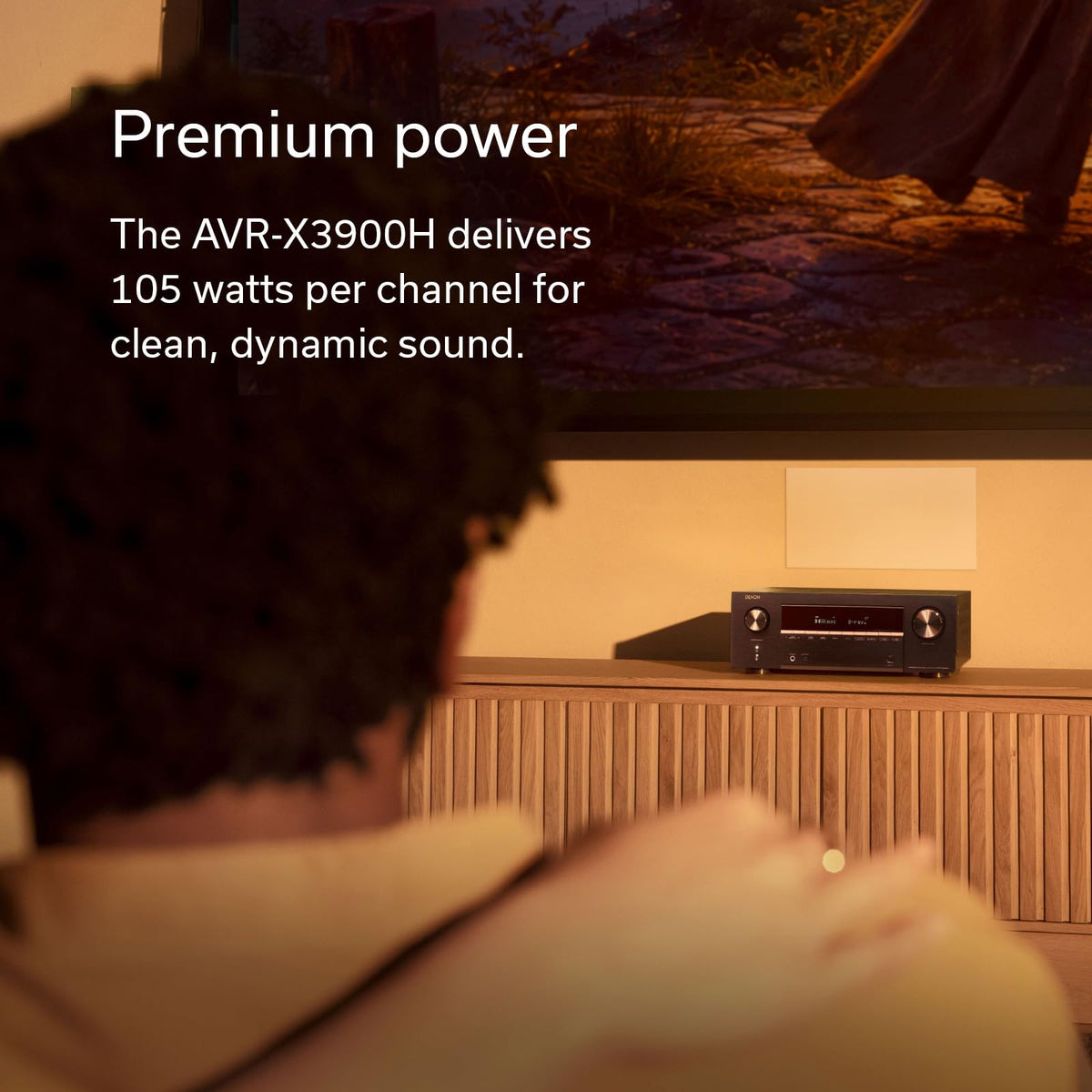 Rear HDMI hub panel of the Denon AVR-X3900H with high‑bandwidth connections