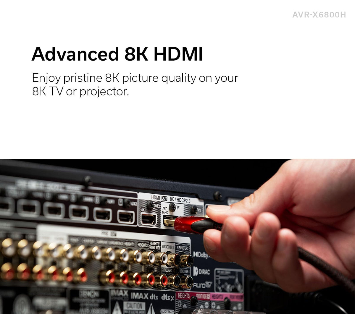 Denon AVR-X6800H with HEOS enables multi-room listening across the home.
