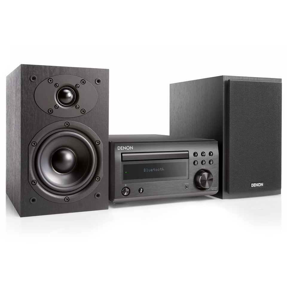 Denon D-M41 front view of compact hi-fi system ideal for small rooms.