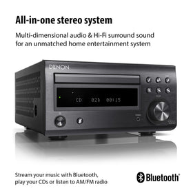 Denon D-M41 remote control demonstrates quick Bluetooth pairing and source selection.
