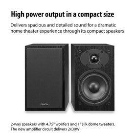Denon D-M41 speakers rear view shows compact footprint and ports.
