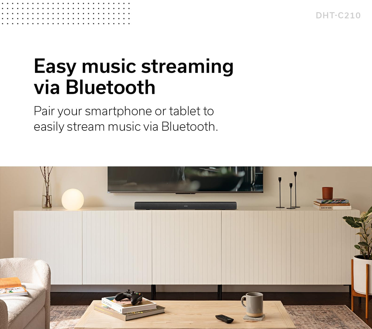 Denon DHT-C210 4K UHD HDMI for high quality video and audio.